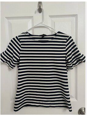 J. Crew Blue Striped Bell Short Sleeve Top Size XXS